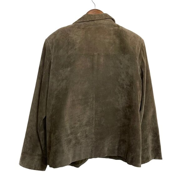 Relativity Womens Khaki Green 100% Genuine Leather Full Zip Pockets Jacket XL - Picture 8 of 8